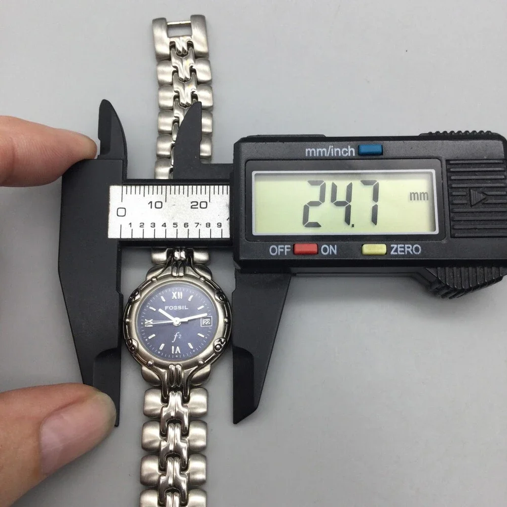 Vintage Fossil ES8070 Womens Watch 25mm Blue Dial Date New Battery 6.25